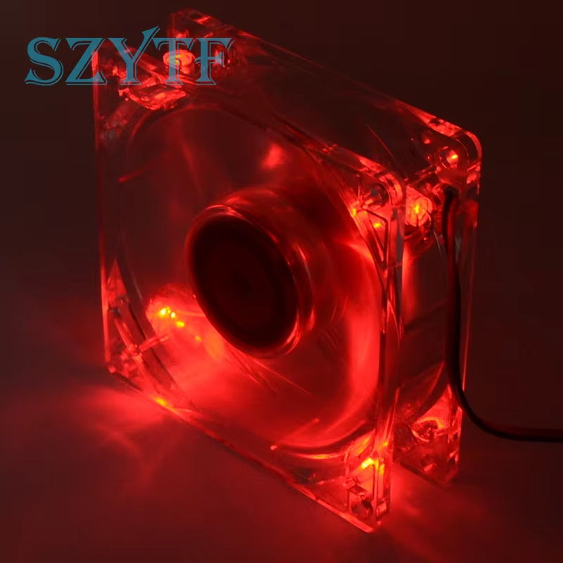 PC Computer Fan PC Fan Unit Fan 8025 8Cm with Red LED Lights Chassis Fan 80X80X25Mm